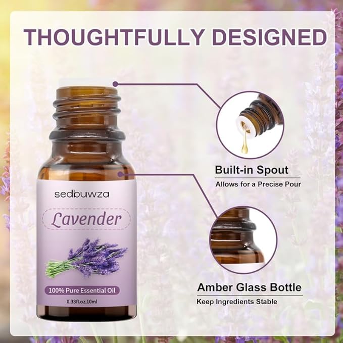 Sedbuwza 3 Pack Lavender Peppermint Chamomile Essential Oil 100% Pure and Natural Aromatherapy Gift Oils for Massage, Diffuser, Soaps, Candle Sedbuwza