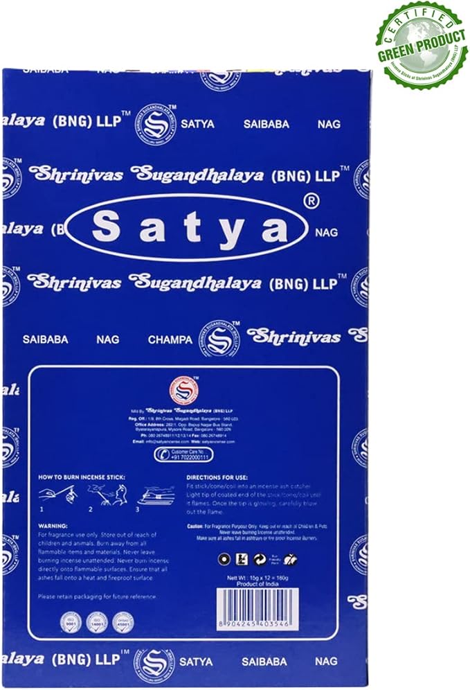 Earth Satya Super Hit Incense Sticks 15 GMS (Pack of 12) (Green Certified) Indian Perfumed Hand Rolled Agarbatti Perfect for Worship, Church, Aroma Therapy, Relaxation, Positivity Earth
