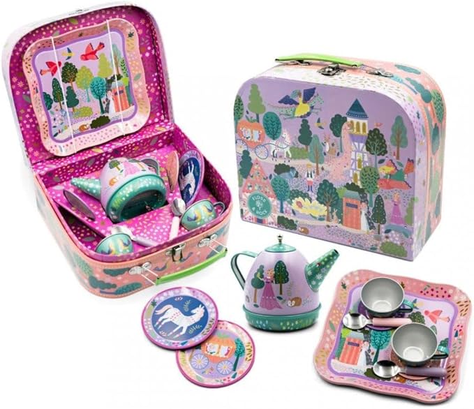 Floss & Rock Fairy Tale Musical Kids Tin Tea Set, 11 Piece, 6.8 Inch - Bloomnest