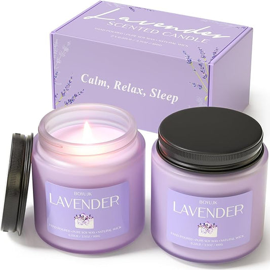 Lavender Candle, BOYUJK Scented Candles for Home, Scented Candle Set for Stress Relief and Promote Sleep, Candles Gifts for Women and Men - Bloomnest