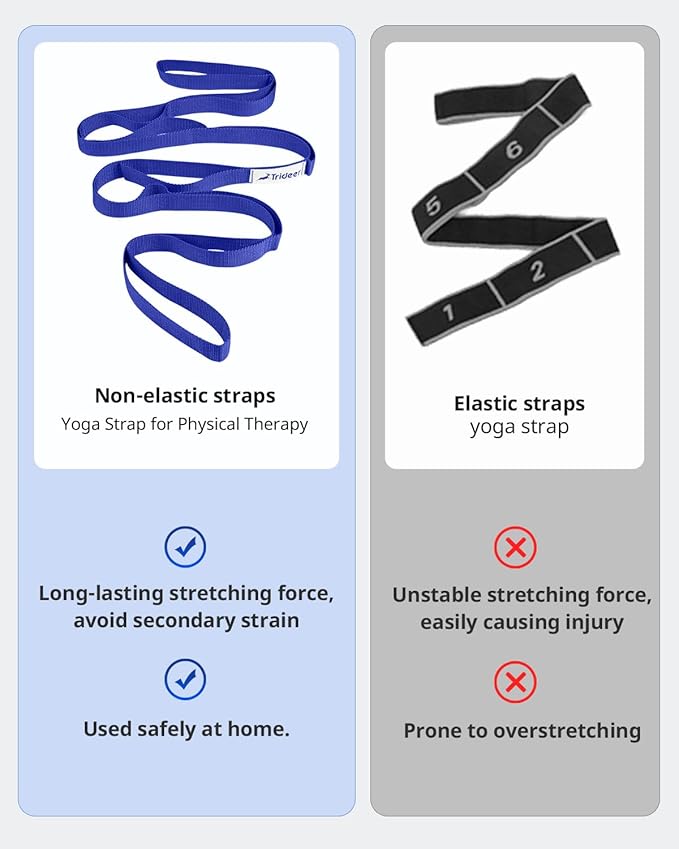 Trideer Stretching Strap Yoga Strap for Physical Therapy, 10 Loops Yoga Straps for Stretching, Non-Elastic Stretch Strap for Pilates, Exercise, Stretch Band for Women & Men