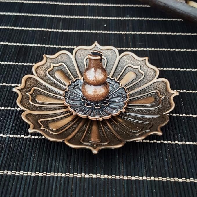 Lotus Shape Incense Holder, Bronze Detachable Burner with Stick Tray, Meditation Yoga Home Decor