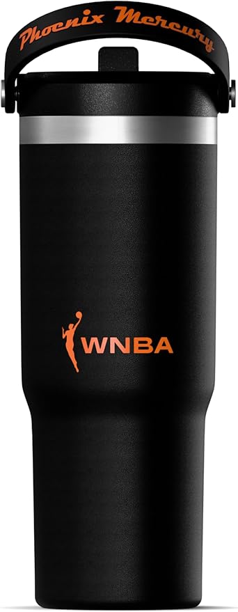 Hydrapeak x WNBA Officially Licensed Phoenix Mercury 32 oz Nomad Tumbler with Handle and Straw Lid, Leakproof Stainless Steel Water Bottle - Bloomnest