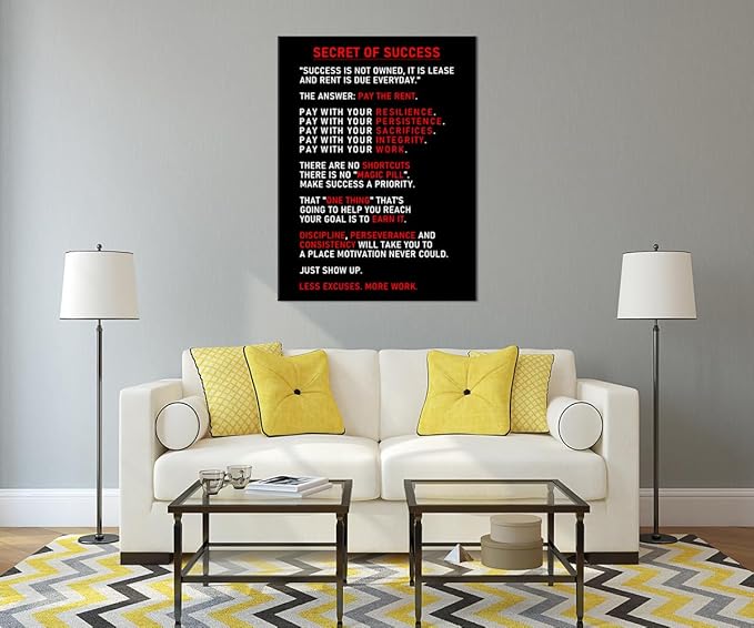 Secret of Success Motivational Canvas Wall Art for Office Inspirational Poster Inspiring Prints Artwork for Living Room Office Modern Home Decor Painting Pictures Stretched and Framed [30''Wx 40''H] - Bloomnest