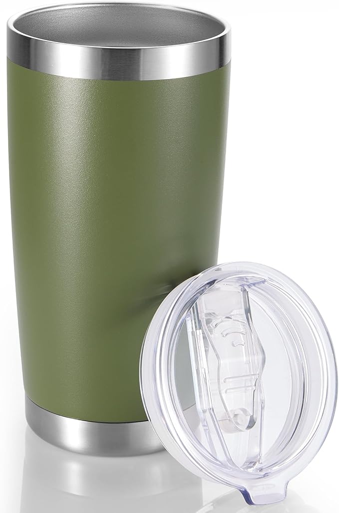 20 oz Tumbler Stainless Steel Tumblers with Lid Double Wall Vacuum Insulated Coffee Mug 20oz Powder Coated Cup for Hot and Cold Drinks, Army Green, 1 pack - Bloomnest