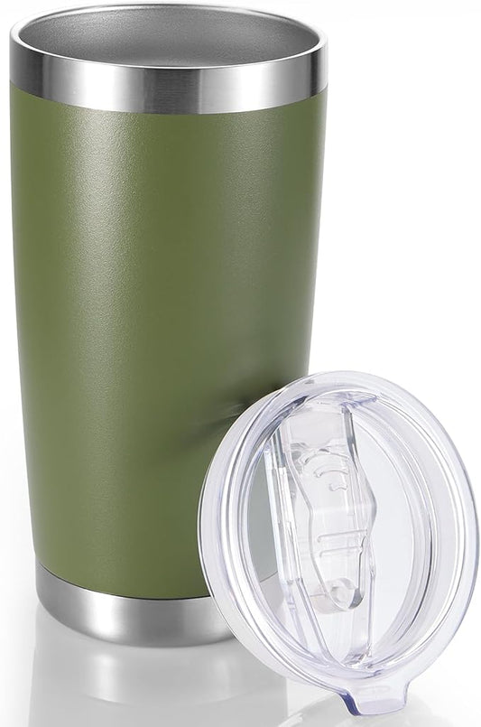 20 oz Tumbler Stainless Steel Tumblers with Lid Double Wall Vacuum Insulated Coffee Mug 20oz Powder Coated Cup for Hot and Cold Drinks, Army Green, 1 pack - Bloomnest