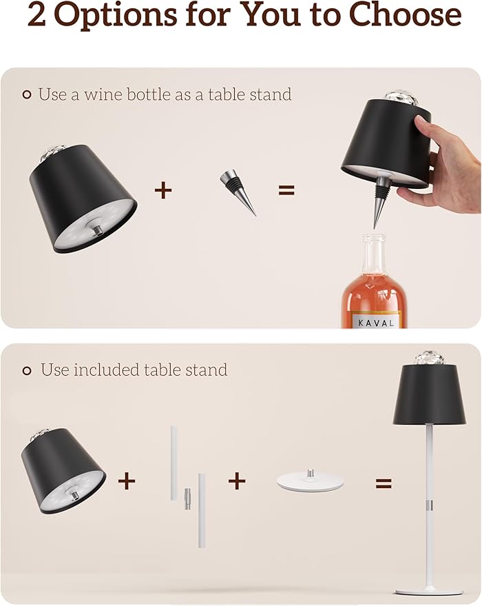 Joyzy Table Lamp with Projector Lighting, Wireless Wine Bottle Lamps Rechargeable Wine Bottle Lights Water Wave Ripple Projection Liquor Bottle Room Decoration Light Ambient for Bar Restaurants - Bloomnest