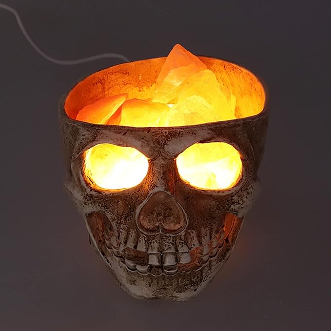 Salt Lamp, Skull Shape LED Night, Stepless Dimming USB Powered, Air Purifier with Negative Ions, Decorative for Bedroom Meditation Relaxation - Bloomnest
