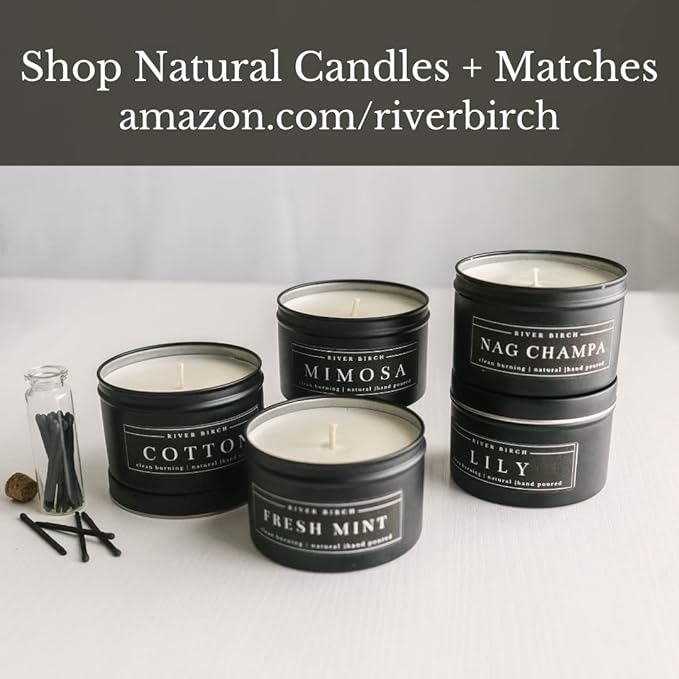 River Birch Candles Sea Salt + Citrus Scented Candle | Premium, All-Natural, Non-Toxic, Soy Candles | 8 oz. Black Matte Tin Travel Candle | Cozy Relaxing Gifts for Home - Bloomnest