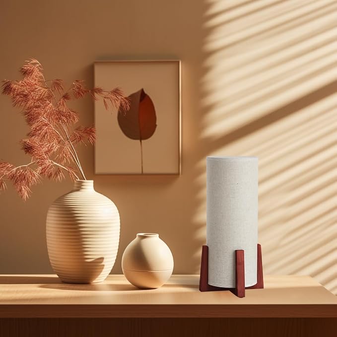 KUNJOULAM Modern Small Table Lamps, Nightstand Lamp with Linen Fabric Shade, 13.9" Cylinder Bedside Table Lamp for Bedroom, Cafe, Living Room Home Decor - Bloomnest