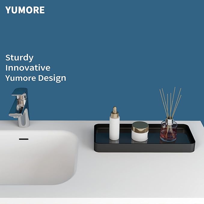 YUMORE Bathroom Organizer Countertop, Counter Organizer for Bathroom Decor, Tempered Glass Shelf for Vanity Storage, Makeup Tray for Perfume Skincare Bedroom Kitchen Corner(1 Tier- Pro) - Bloomnest