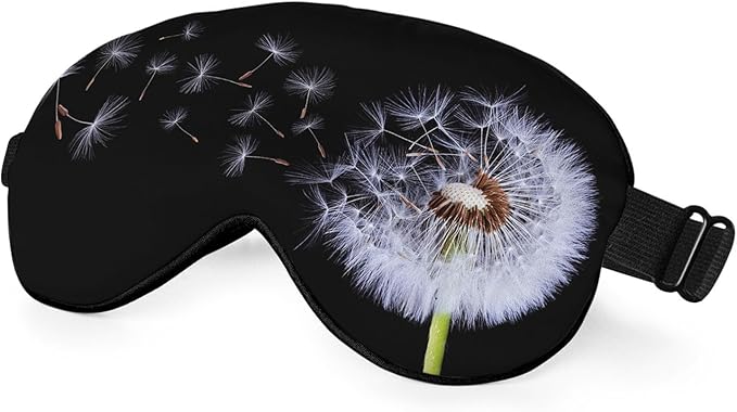 Dandelion Eye Mask Sleeping Mask Fluffy Flowers Plant Black Sleep Masks Silky Soft Eye Cover for Women Men Shading Blindfold for Air Travel Sleeping - Bloomnest