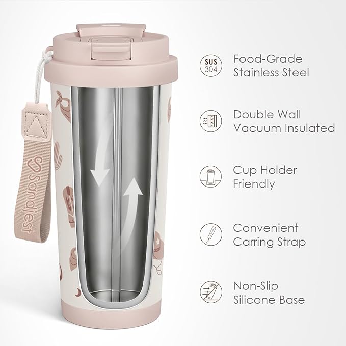 Cowgirl Tumbler - Stainless Steel 2-in-1 Lid Coffee Tumbler 18 oz, Insulated Western Travel Mug Gift for Women Girls Mother, Birthday Christmas - Bloomnest