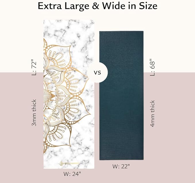 Shakti Warrior Suede yoga mat - Premium Printed Natural Eco-friendly Non-Slip Mat Great for Hot Yoga, Pilates, Workouts (72 inch x 24 inch x 3mm thick) - Bloomnest