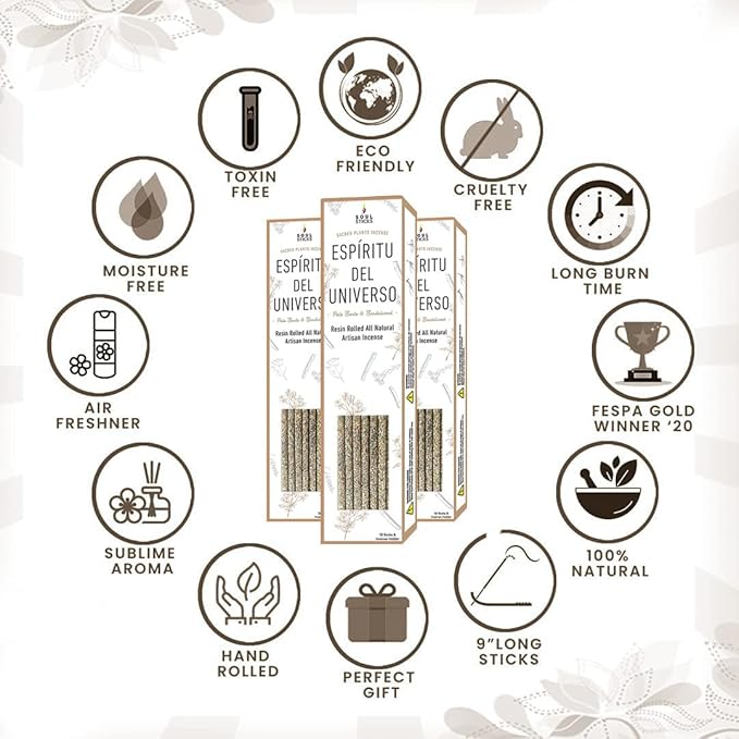 SOUL STICKS Handcrafted 10pcs Resin Artisan Incense Sticks Non-Toxic & Long Lasting Aromatic Sticks for Yoga Meditation Relaxation Aromatherapy Cleansing & Purification (Palo Santo & Sandalwood) SoulSticks