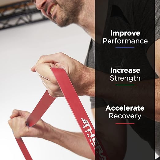 THERABAND High Resistance Band, Elastic Super Bands for Improving Flexibility, Injury Rehab, & Full Body Workouts, Heavy Duty Stretch Bands for Powerlifting, Light, Red, 15 lbs. Resistance - Bloomnest