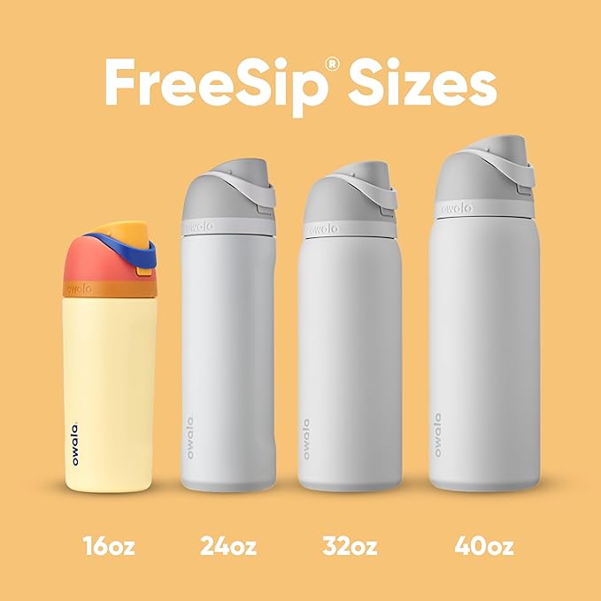 Owala Kids FreeSip Insulated Stainless Steel Water Bottle with Straw for Sports, Travel, and School, BPA-Free Sports Water Bottle, 16 oz, Misty Horizon Owala