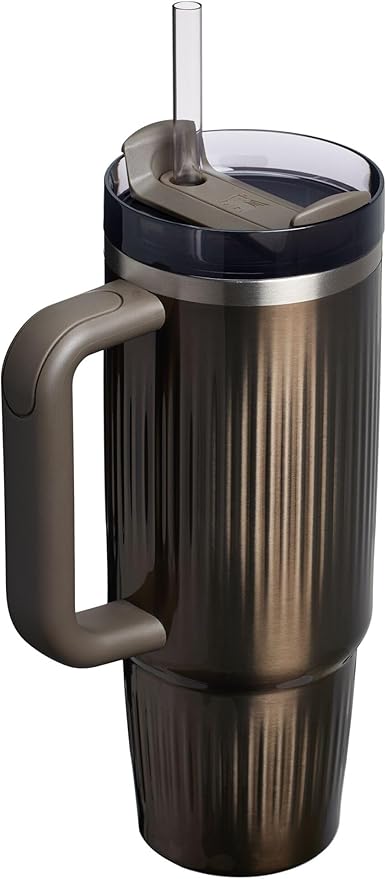 STANLEY Quencher H2.0 Tumbler with Handle and Straw 30 oz | Flowstate 3-Position Lid | Cup Holder Compatible for Travel | Insulated Stainless Steel Cup | BPA-Free | Fluted Gunmetal Shine Stanley