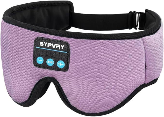 Sleep Mask Bluetooth Headphones Soft Wireless Headband Eye Mask Blackout with Microphone (Purple) - Bloomnest