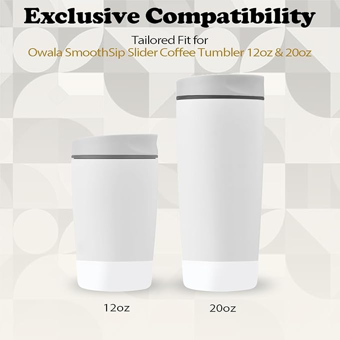2Pcs Silicone Boot for Owala SmoothSip Slider Coffee Tumbler 20oz 12oz, Anti-Slip Sleeve for Travel Coffee Mug, Protective Accessories for Owala BPA Free (Shy Marshmallow) Kaitiaki