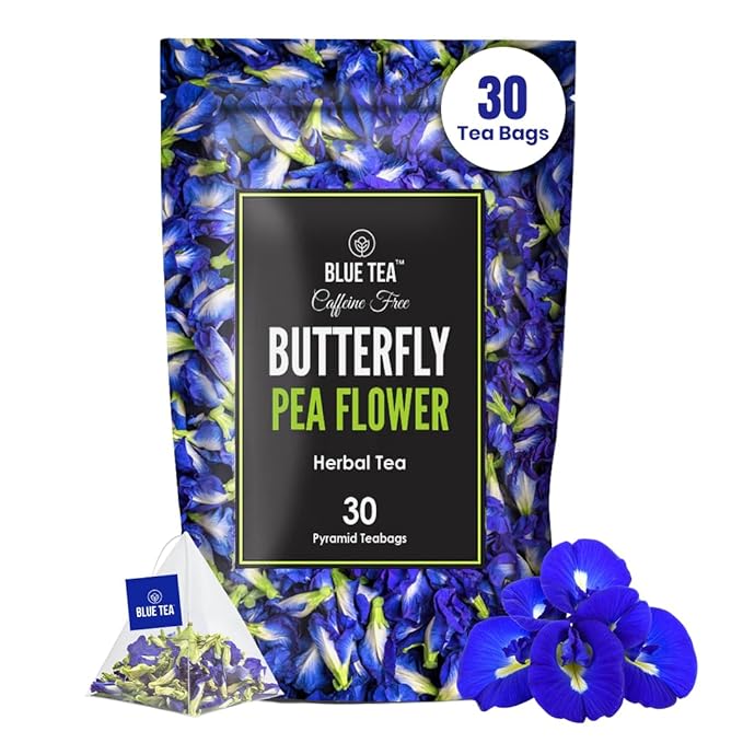 BLUE TEA - Butterfly Pea Flower Tea - 30 Count - Pyramid Plant Based Tea Bags | Black Deals Friday 2025 | ANTIOXIDANT RICH | Herbal Tea - Flower Based - Caffeine Free - Detox Tea - Non Bitter | Zipper Pack - Bloomnest
