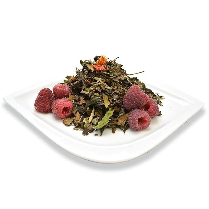 Organic Positively Tea Company, White Champagne Raspberry White Tea, Loose Leaf, 4 Ounce - Bloomnest