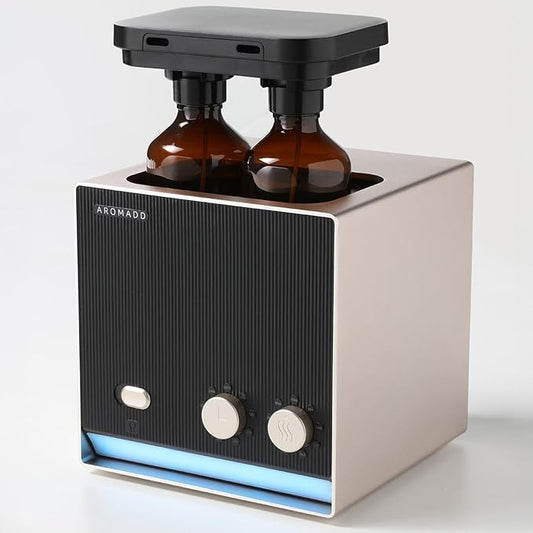 Smart Aroma Dual-Scent Waterless Essential Oil Diffuser, Cold Air Tech Scent Air Machine for 2000 Sq Ft, 2×200ml Hotel Collection Diffuser for Home & Office (Gold Titanium, Two Scents)