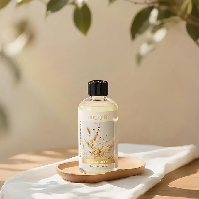 Airkeep Reed Diffuser Oil Refill with Diffuser Sticks, 6.76 Fl Oz(200ml) Clean Linen Scented Oils, Aroma Therapy, Home Fragrance & Air Freshener, Office Décor, Decoration - Bloomnest