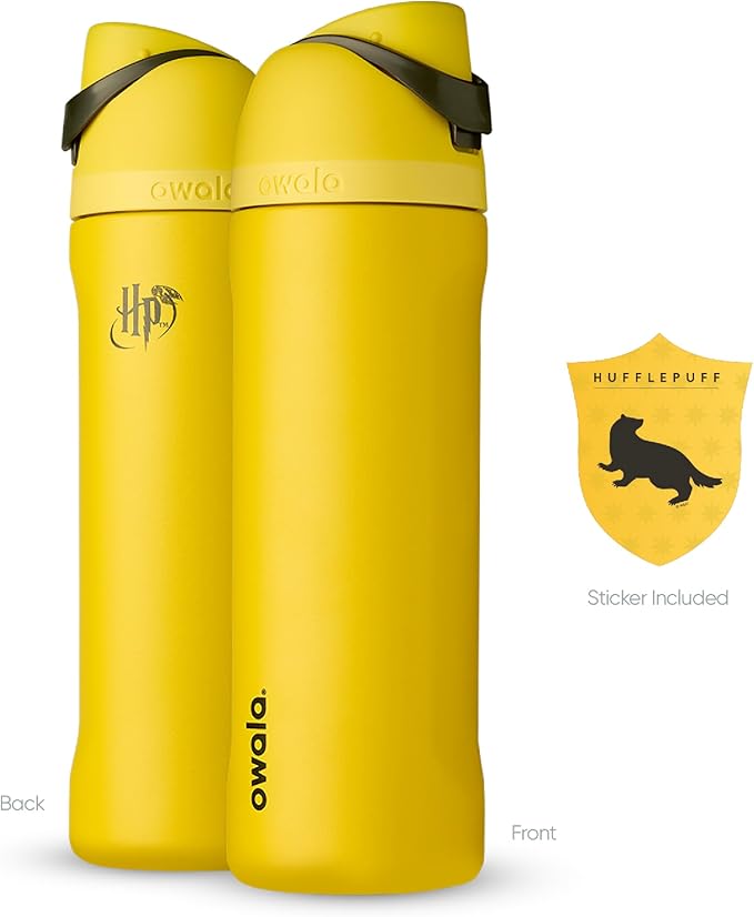 Owala Harry Potter FreeSip Insulated Stainless Steel Water Bottle with Straw, BPA-Free Sports Water Bottle, Great for Travel, 24 Oz, Hufflepuff Owala