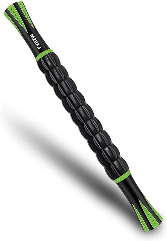 Muscle Roller Massage Roller Stick for Athletes, Help Reducing Muscle Soreness Cramping Tightness Leg Arms Back Calves Muscle Massager（Green - Black- 18 inch） - Bloomnest