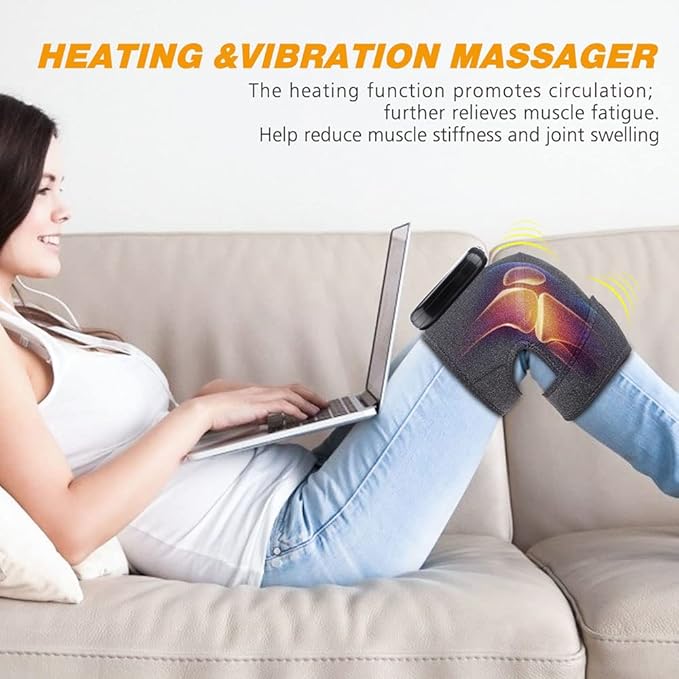 Cordless Knee Massager with Heat Vibration, Knee Heating Pad, Electric Heated Knee Brace Shoulder Heating Pads Elbow Wrap with 3 Heat Levels and Massage Modes - Bloomnest