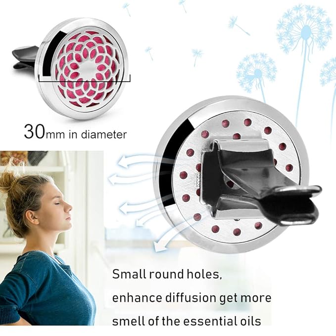 Car Diffuser Vent Clip - 2PCS 30mm Car Essential Oil Diffuser Vent Clips for Home Office Room with 12 Felt Pads Mother's Day, Birthday Gift for Women & Men - Bloomnest
