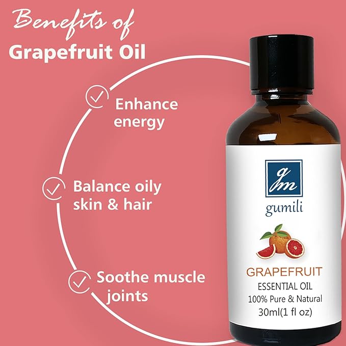 Grapefruit Essential Oil 1 Oz - 100% Pure Grapefruit Oil for Skin, Hair, Diffuser & Cleaning, Natural Citrus Aroma - Bloomnest