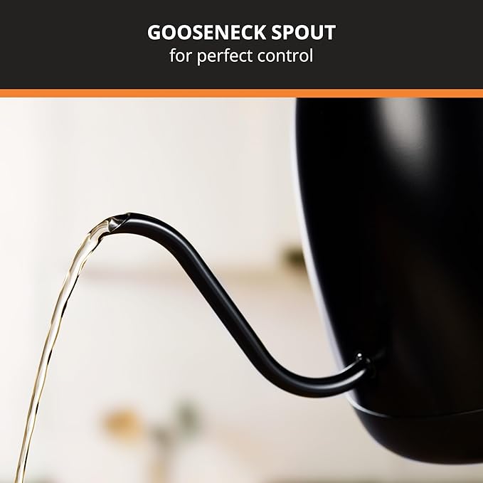 KRUPS Gooseneck Electric Kettle: 1L Stainless Steel, 1350W Fast Boiling, Boils 1 Cup in 80 Seconds, Temperature Control with 8 Presets, 60-Min Keep Warm, Precision Pour for Coffee and Tea - Bloomnest