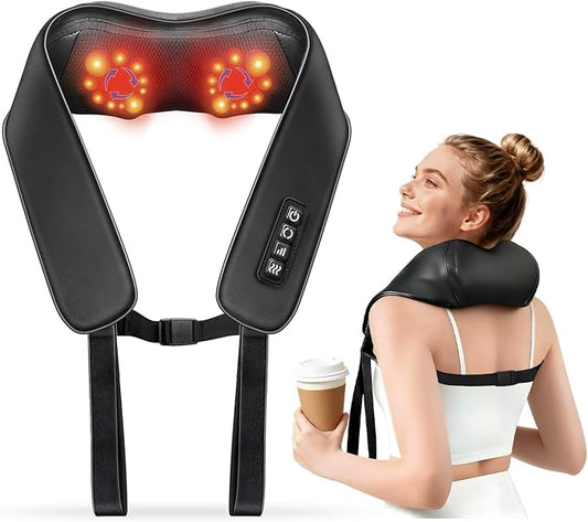 TISSCARE Shiatsu Neck Massager with Heat for Pain Relief, Deep Tissue 3D Kneading Electric Massager for Back, Shoulder, Leg, Plug-in for Home, Office, Car, Ideal Gift for Women, Men - Bloomnest