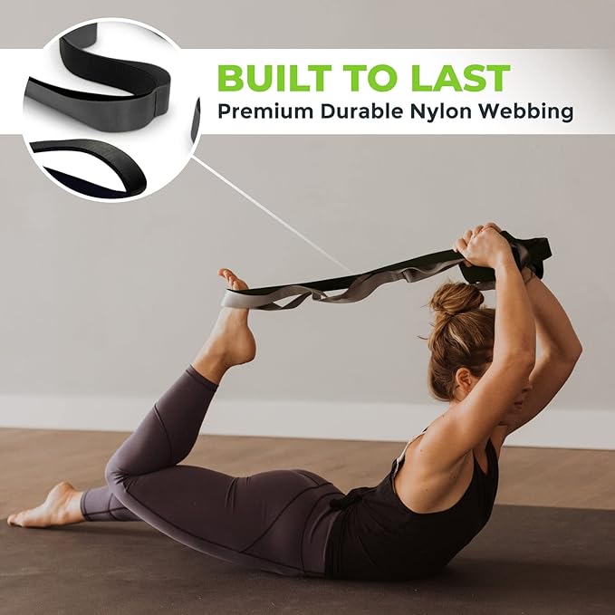 Gradient Fitness Stretching Strap for Physical Therapy, 12 Multi-Loop Stretch Strap 1.5" W x 8' L, Neoprene Handles, Physical Therapy Equipment, Yoga Straps for Stretching, Leg Stretcher. - Bloomnest