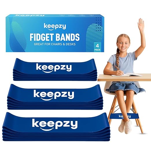 4 Pack Chair Bands, Anti Slip Chair Bands for Kids with Fidgety Feet, ADHD Chair Bands for Classroom, Desk Bands for Student Desks, Sensory Chair Rubber Bands - Bloomnest