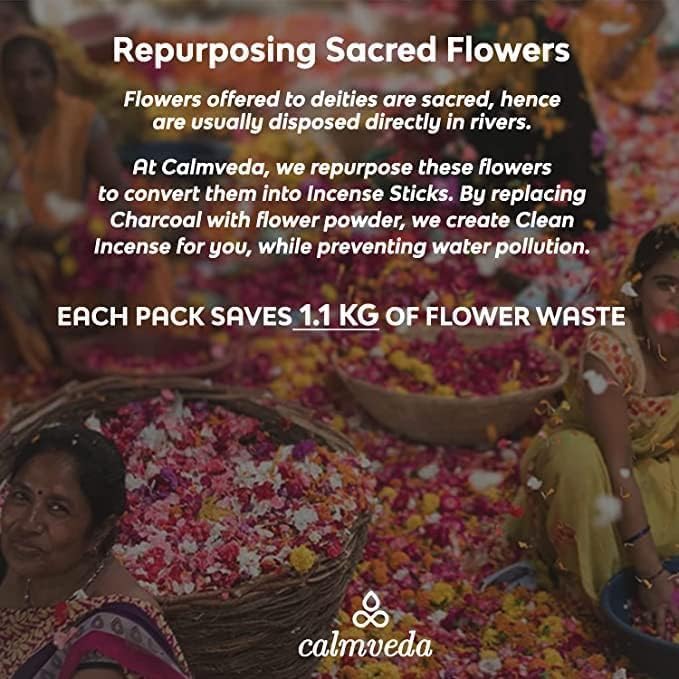 Fresh Rain Incense Sticks - (80 Scent Sticks) Charcoal Free, Made from Upcycled Flowers | Like Petrichor Aroma of Rain Soaked Earth | Relaxing Scents for Meditation Incense CalmvedaIncenseAromatherapy