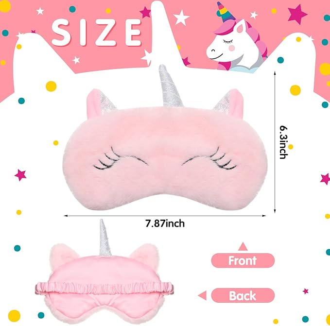 Haysandy 12 Pieces Soft Plush Sleeping Eye Mask Kids Blindfold Shade Cute Sleeping Eye Cover for Women Girls Travel Nap Lunch Break Overnight Party(Unicorn) - Bloomnest