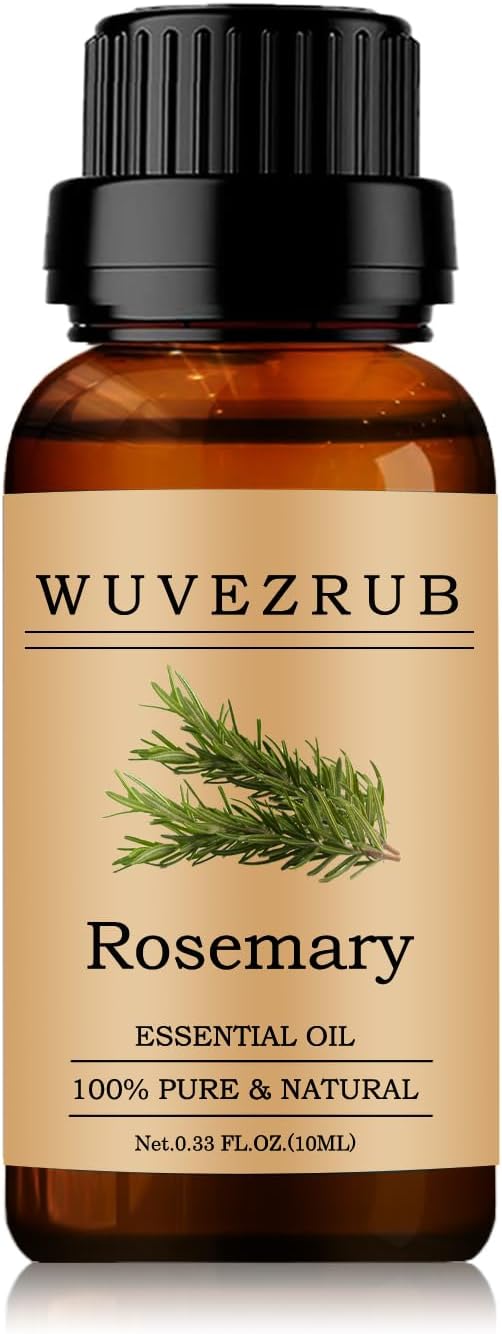 Rosemary Essential Oil - 10ML, 100% Pure and Natural for Aromatherapy Diffuser - 0.33 Fl Oz WUVEZRUB