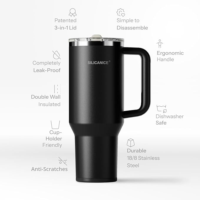 Easy Clean Pro Tumbler - 40 oz Water Bottle with Handle & Quick-Disassemble Flip Straw, Leak Resitance,Double Wall Insulated Stainless Steel, Dishwasher Safe, BPA-Free,Gifts for Women & Men - Bloomnest