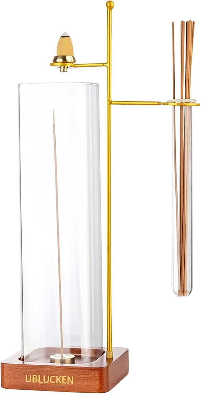 Incense Holder, Incense Burner for Sticks, Cone Incense Stand with Detachable Glass Ash Catcher & Storage Tube, Ease of Cleaning, Ash Collection, Home Decor - Bloomnest