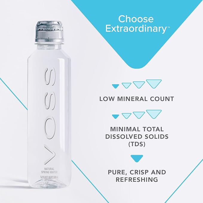 VOSS Premium Still Bottled Water - Pure, Crisp & Refreshing - BPA Free PET Plastic Water Bottles with Sports Cap for Easy, Spill-Free Drinking - Ideal for Gym, Running, Hiking - 500ml, Pack of 24 - Bloomnest