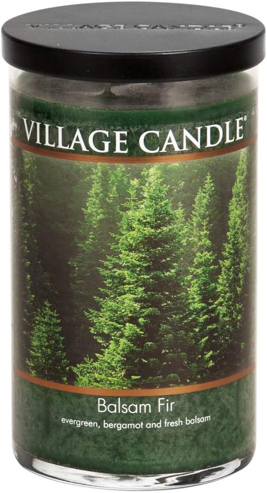 Village Candle Balsam Fir Large Tumbler Glass Jar, Scented Candle, Notes of Evergreen, Bergamot, and Fresh Balsam, 19 oz. - Bloomnest