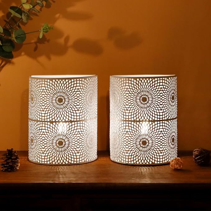 JHY DESIGN Set of 2 Battery Powered Lamp 8''H Vintage Wall Mount Lamp Metal Wall Sconce Lighting with LED Edison Style Bulb and 6-Hours Timer Wall Decor for Bedroom Living Room Hallway(Sunflower - Bloomnest