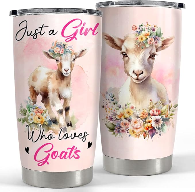 SANDJEST Goat Tumbler 20oz Girl Loves Goats Stainless Steel Insulated Tumblers Coffee Travel Mug Cup Gifts for Women Girl Teen Birthday Christmas - Bloomnest