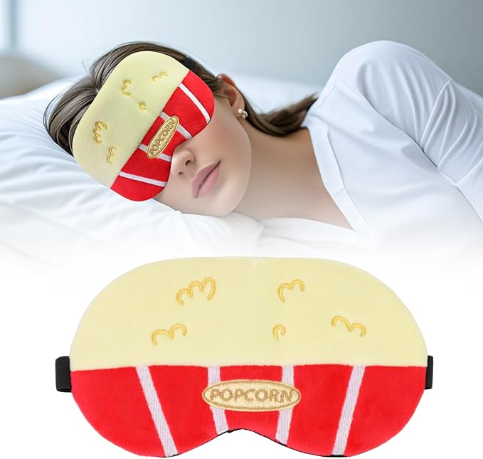Cute Sleep Eye Masks for Kids, Kawaii Cartoon Kids Sleeping Mask for Women Boys Girls Teens, Soft Plush Adjustable Eyeshade Silk Travel Nap Eye Cover, Red Pop - Bloomnest