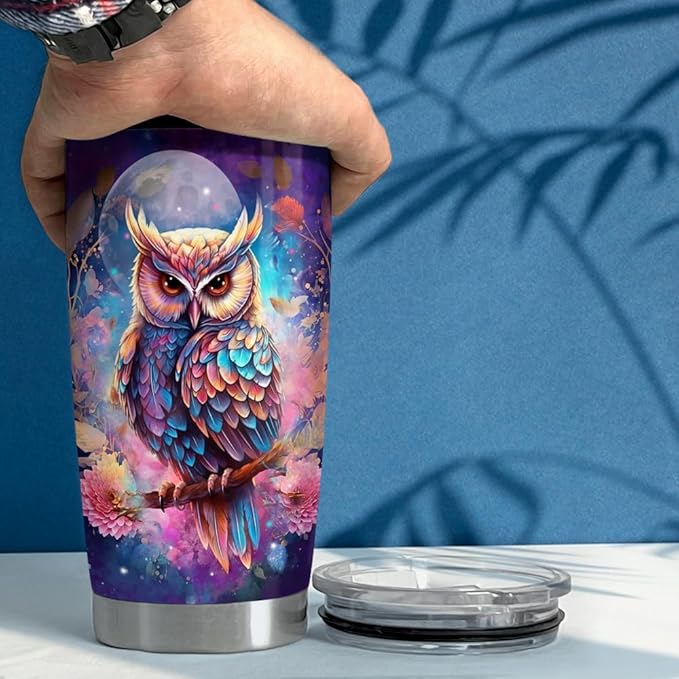 SANDJEST Owl Tumbler 20oz Stainless Steel Insulated Tumblers Coffee Travel Mug Cup Owls Gifts for Women Girls Gift for Birthday Christmas - Bloomnest