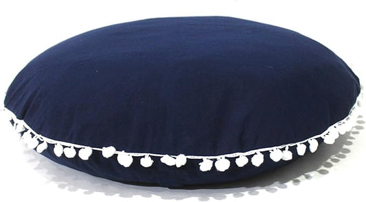 CRAFT KALA Meditation Floor Pillow Cover, Round Large Pillows Cover Seating for Adults, Bohemian Mandala Circle Cushions Cover for Outdoor Fireplace Yoga Living Room (Blue, 32" Round) - Bloomnest