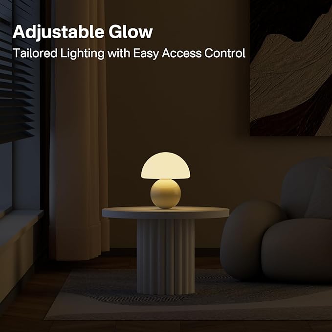 Mushroom Lamp Table Lamp for Bedroom,Desk Bedside Small Lamps for Living Room Night Stands,Mushroom Decor Cute Mini Modern Mid Century Lamps,Unique Aesthetic Home Living Room Decor (Cream) - Bloomnest